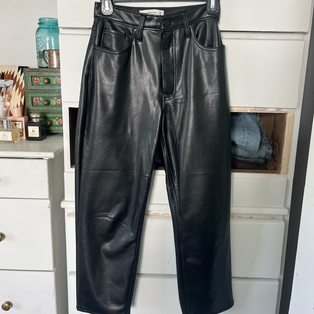 Abercombie leather fleece pants